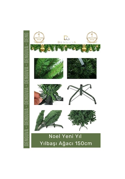 Yılbaşıağacı Kaliteli Dekoratif Lüks Yılbaşı Çam Ağacı Sık Yapraklı Yeşil Noel Paket 150 Cm 240 Dal Standart