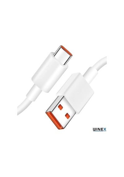 Winex 6A 100W Usba To Type-C Hızlı Data Ve Şarj Kablosu Beyaz