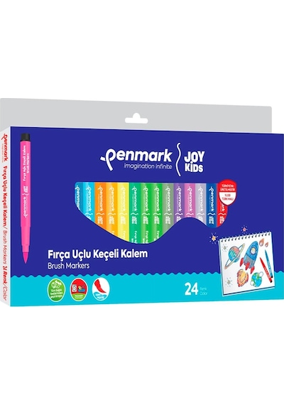 Penmark Süper Yıkanabilir 24'lü Fırça Uçlu Keçeli Kalem Seti