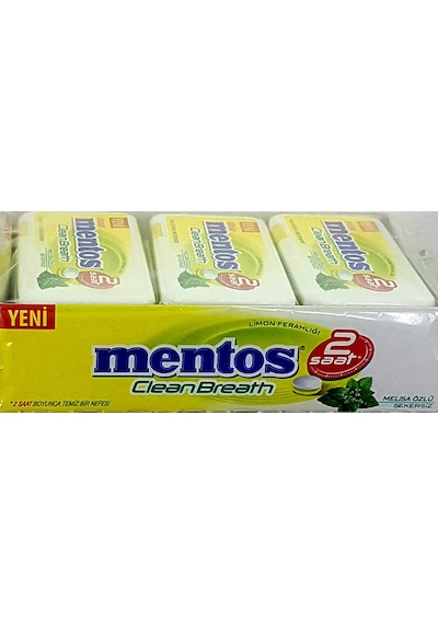 Mentos Clean Breath 2 Saat Limon Ferahlığı Melisa Özlü Tablet Şeker 12 x 21 G
