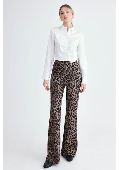 Vitrin Leopar Desen İspanyol Paça Pantolon