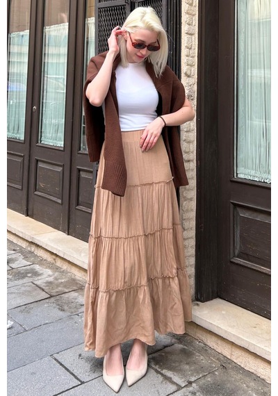 Seeh Vizon Basic Uzun Pileli Etek Sh159