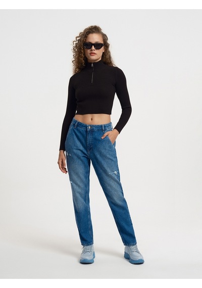 Loose Crop Kadın Bluz U.kol Siyah
