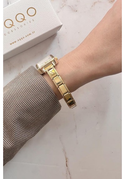 Thena Gold Kare Kadın Kol Saati Altın