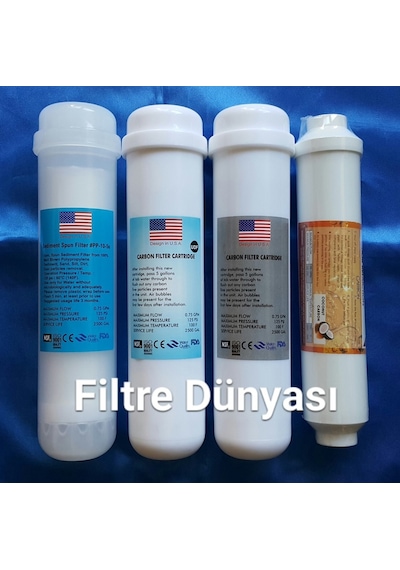 Filtre Dünyası Usa 12" Inline 4Lü Set Mebransız