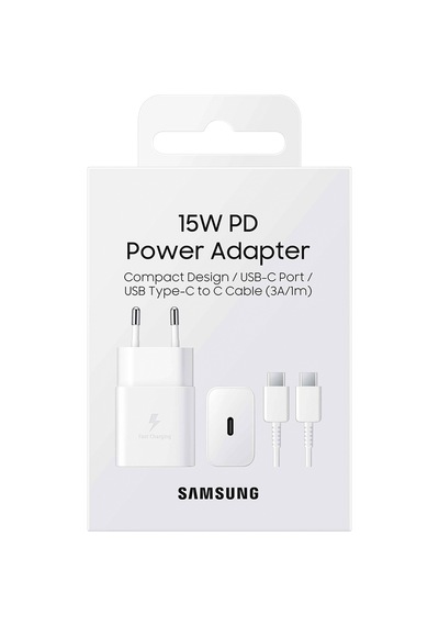 Samsung Uyumlu 3A 15W Type-C Çıkışlı 1m Kablolu Şarj Aleti Set Beyaz