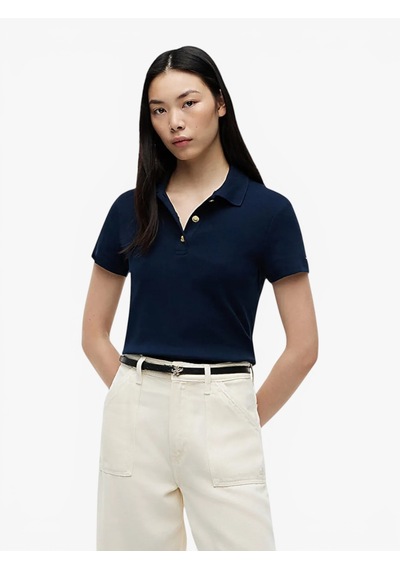 Tommy Hilfiger Gold Button Slım Ss Polo Kadın Mavi T-shirt - Ww0ww49252