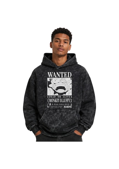 Sevbano Wanted One Piece Monkey D. Luffy Anime Baskılı Unisex Oversize Yı Siyah