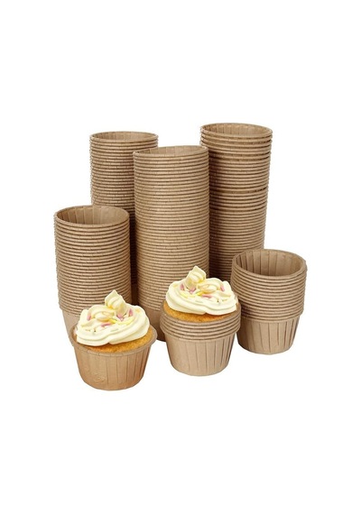 Muffin Cupcake Kek Kalıbı Kapsülü Kraft Renk, 20 Adet Tek Kullanımlık Brownie, Muffin, Cupcake Pişirme Kağıdı Ve Kek Kapsülü