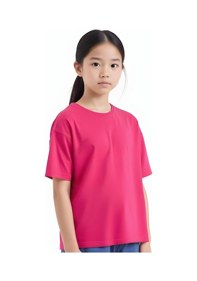 Fyk Kids Kız Çocuk Yuvarlak Yaka Penye T-shirt Fuşya