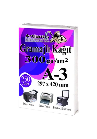 A3 Gramajlı Fotokopi Kağıdı 250 Adet 300 Gr Sertifika Kağıdı Kalın Kağıt Baskı Tüm Yazıcılara Uyumlu 29.7x42cm Ofis Büro