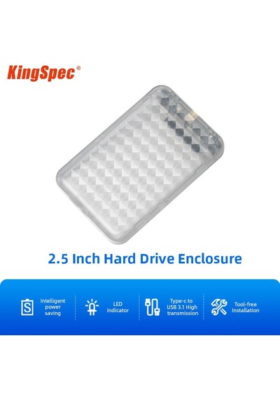 Kingspec2.5enclosurecase-şeffaf-max:6tb