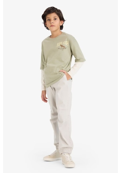 Defacto Erkek Çocuk Jogger Fıt Jogger Paça Gabardin Pantolon B6713a826smgr296 Gri-gr296