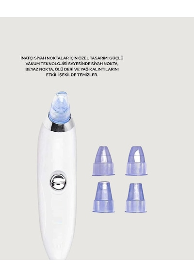 Usb Destekli 4 Başlıklı Siyah Nokta Vakum Cihazı - Gözenek Temizleyici Ve Cilt Yenileyici Bakım Aleti