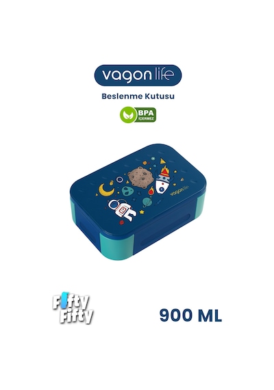 Vagonlife 900 Ml Tek Kat 3 Bölme Çocuk Beslenme Kutusu -ffb1270 Mavi