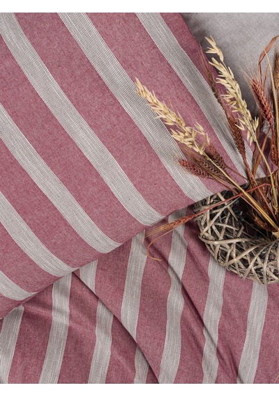 Cotton Box Ribbed Çift Kişilik Nevresim Takımı Bande Bordo