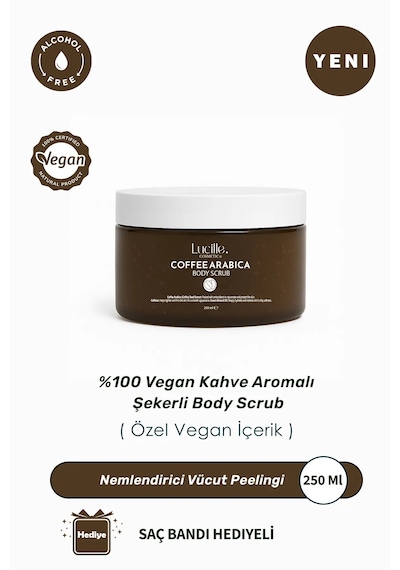 Lucille %100 Vegan Kahve Aromalı Vücut Scrub - 250 Gr
