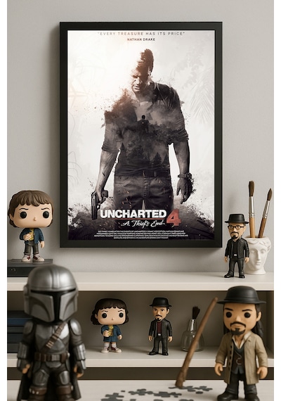 Uncharted Siyah Ahşap Çerçeveli Poster, Dekoratif Oyun Duvar Tablosu