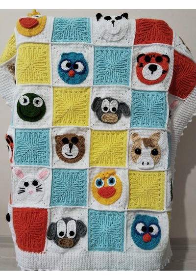 Namigurumi Hayvan Figürlü Bebek Battaniyesi Çok Renkli