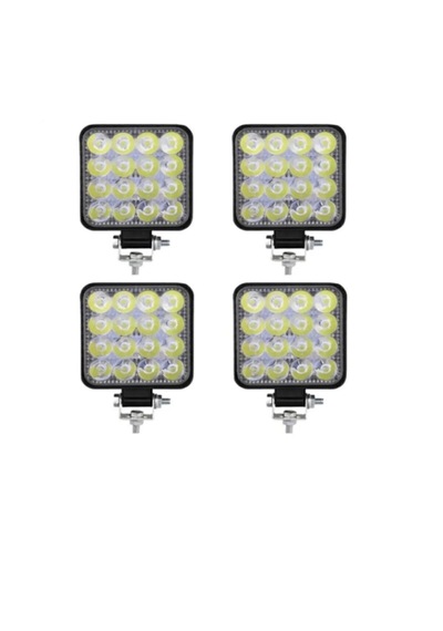 Carub 4 Adet Off Road Çalışma Lambası Sis Lambası 10-30v 48w 16 Led Kare