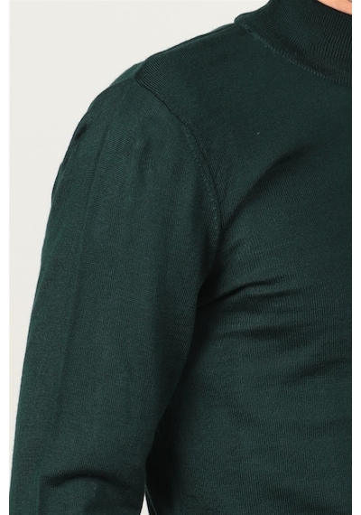 Tudors Slim Fit Dar Kesim Yarım Balıkçı Yaka Düz Erkek Kazak-25722 Yeşil