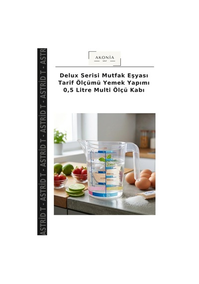 Delux Serisi Mutfak Eşyası Tarif Ölçümü Yemek Yapımı 0,5 Litre Multi Ölçü Kabı Çok Renkli