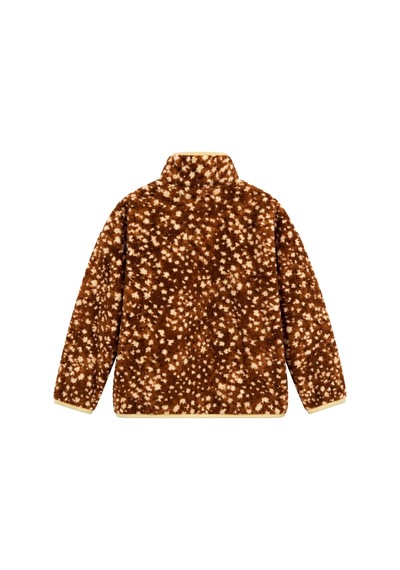 Vadon 1061 Kadın Benek Desenli Yandan Cepli Fermuarlı Polar Sweatshirt Kahverengi