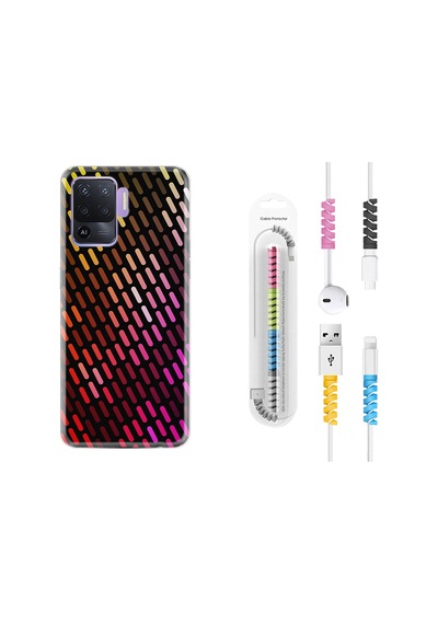 Oppo Reno 5 Lite Kılıf Kablo Koruyuculu Line Neon 2 1842