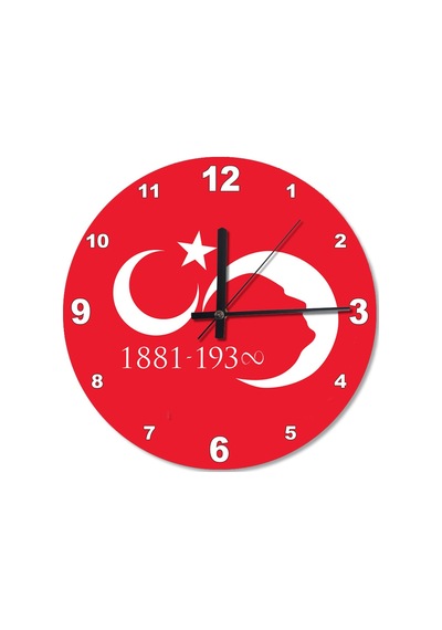 Bayrak , Atatürk Silüeti, Doğum Sonsuzluk Desenli Duvar Saati Çok Renkli
