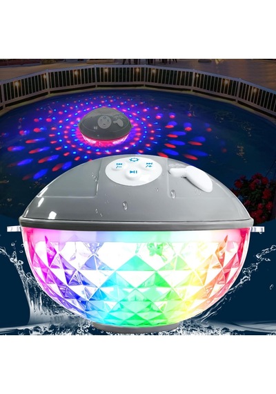 Hymark Bluetooth Bt601 Havuz Hoparlörü Renkli Rgb Led Işık Ip68 Su Geçirmez Dahili Şarjlı Pilli Ses Bombası