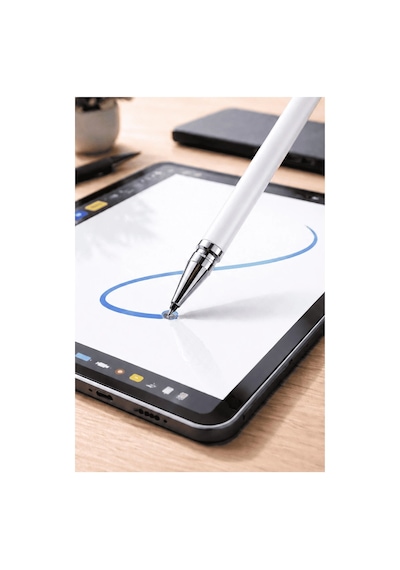 Huawei Mate 10 Lite Uyumlu Dokunmatik Stylus Kalem Disk Uçlu Hassas Beyaz Tablet Telefon Çizim Kalem
