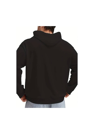 Medinenur El Yazı Detaylı 2 İplik Şardonlu Kapüşonlu Sweatshirt Siyah