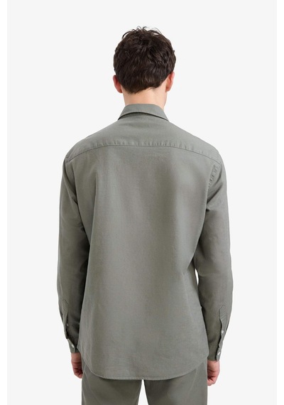 DeFacto Regular Fit Polo Yaka Keten Yazlık Uzun Kollu Gömlek E1729AX25SPKH422