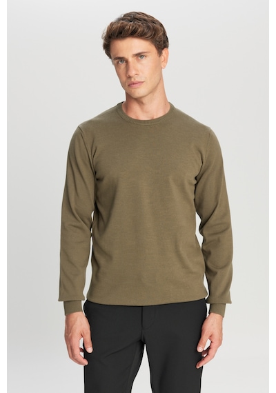 AC&Co / Altınyıldız Classics Erkek Hakı Pamuklu Standart Fit Normal Kesim Bisiklet Yaka Triko Kazak Haki AC&Co / Altınyıldız Classics Erkek Hakı Pamuklu Standart Fit Normal Kesim Bisiklet Yaka Triko Kazak Haki