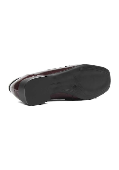 Kadın Bordo Kalın Topuklu Rugan Deri Loafer
