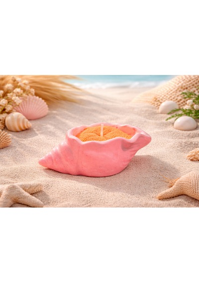 Oyster Candle- El Yapımı Mum Pembe-turuncu