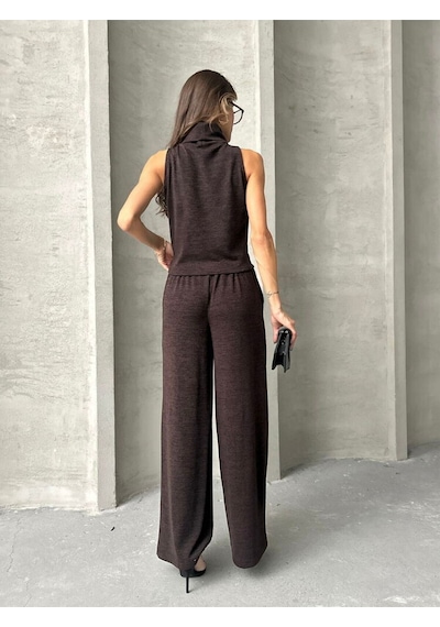 H1 Style Triko Kadın Pantolon Bordo