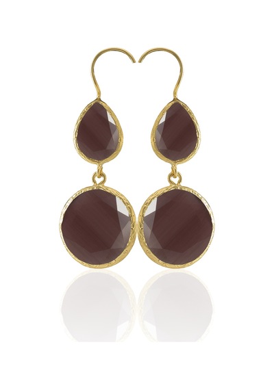 Kadir Jewellery 22 Ayar Altın Kaplama Kadın Taşlı Küpe -el İşçiliği Ve Hipoalerjenik Küpe Kehribar 00677616
