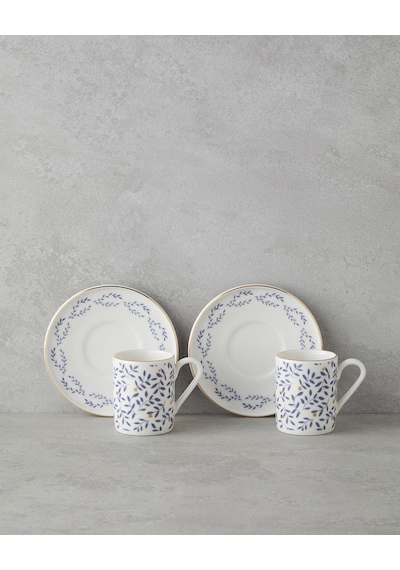 English Home Elyra Bone Porselen 4 Parça 2 Kişilik Kahve Fincan Takımı 90 Ml Mavi Gold Altın - Mavi