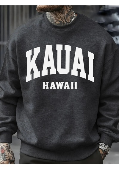 Startmore Tarzsokak Kauai Hawaii Mektup Baskılar Erkek Kazak Moda Hip Hop Kazak Polar Büyük Boy Giysiler Sonbahar Antrasit