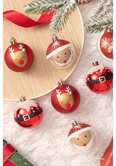 Karaca 10'lu Set Top Santa Ağaç Süsü  6 cm