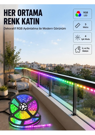Lb 5 Metre Kumandalı Rgb Şerit Led Aydınlatma