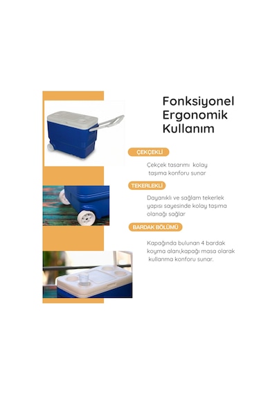 38 Lt Tekerlekli Buzluk Termos 1030 Wheled Cooler Box Mavi