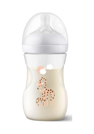 Doğal Tepkili Zürafa Desenli Biberon, Pp, 260ml, 3-6 Ay, Scy903/66 Clear