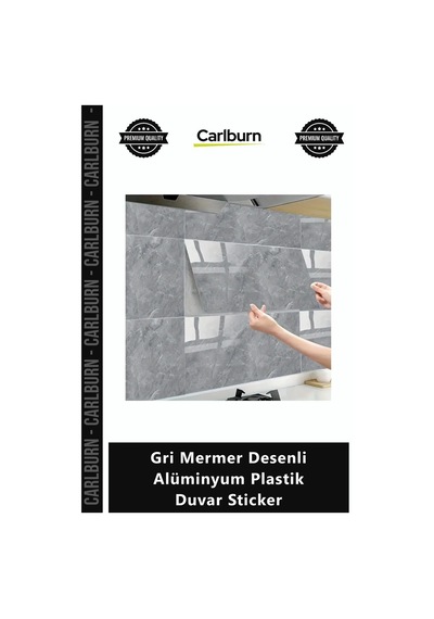 Özel Üretim Nem Isı Su Geçirmez Mutfak Banyo Gri Mermer Desenli Alüminyum Plastik Duvar Sticker