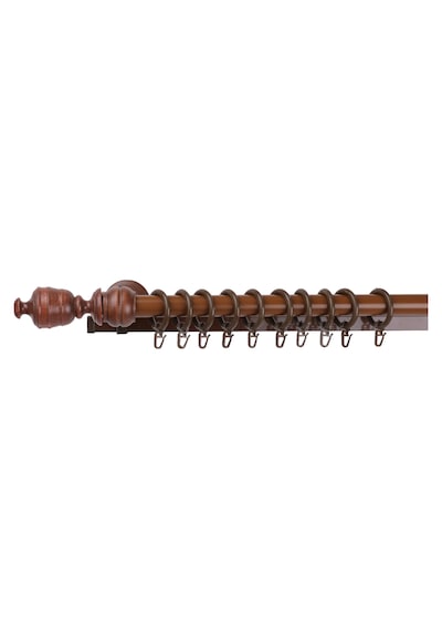 Ceviz Efil Demonte Başlıklı Ahşap Rustik Perde Askısı - Tek Raylı - 150 Cm