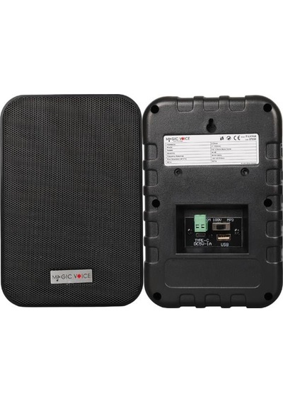 Magicvoice F-lhy4a 4" 10 Cm Hat Trafolu Duvar Tipi Sütun Hoparlör 10w Rms / 150w Peak - Mp3 Usb Uyumlu Çiftli Takım Set - Siyah
