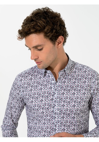 Cacharel Kırmızı Slim Fit Uzun Kollu Gömlek