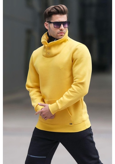 Madmext Madmext Triko Yaka Düğmeli Sarı Sweatshirt 4411-sarı Sarı