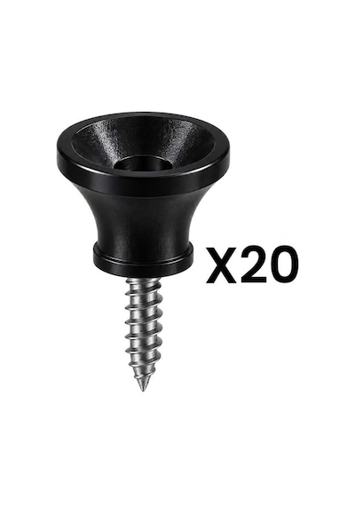 Midex Pm1-20x Siyah Plastik Gitar Askı Pimi Vidalı Omuz Askısı Bağlantı Aparatı 20'li